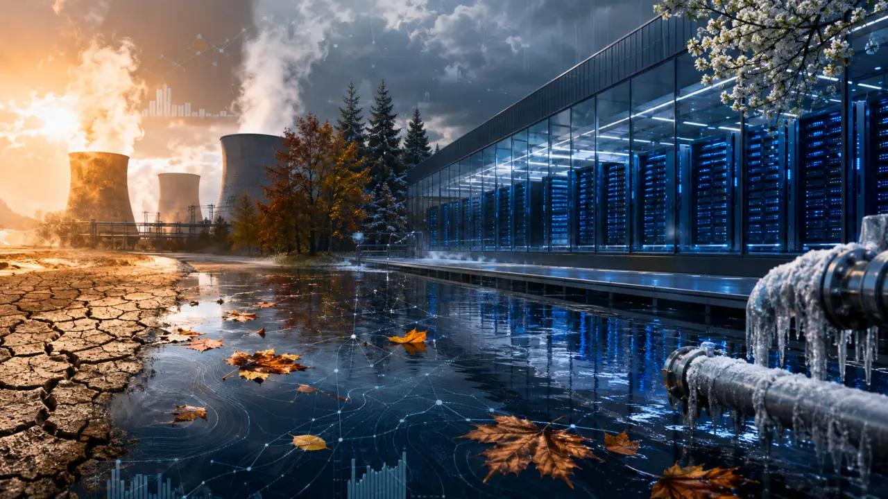 Salle de rédaction moderne fusionnée à des flux de données bleus et cyans
